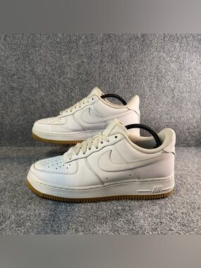 Nike Air Force 1 Low White Gum Sole Leather Sneakers Mens 9 DJ2739-100